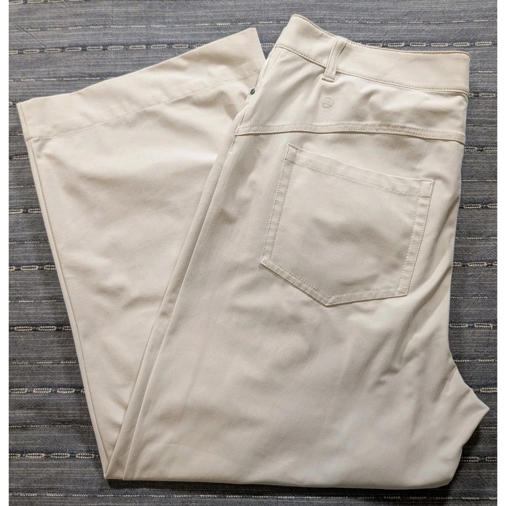 Lululemon City Sleek Wide-Leg Pant Warpstreme White Opal Beige Women's 32 EUC
